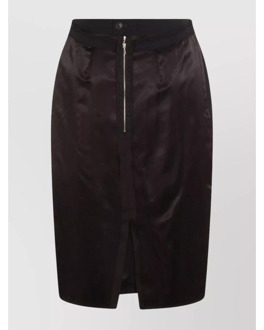 Maison Margiela Black Wool Midi Straight Skirt