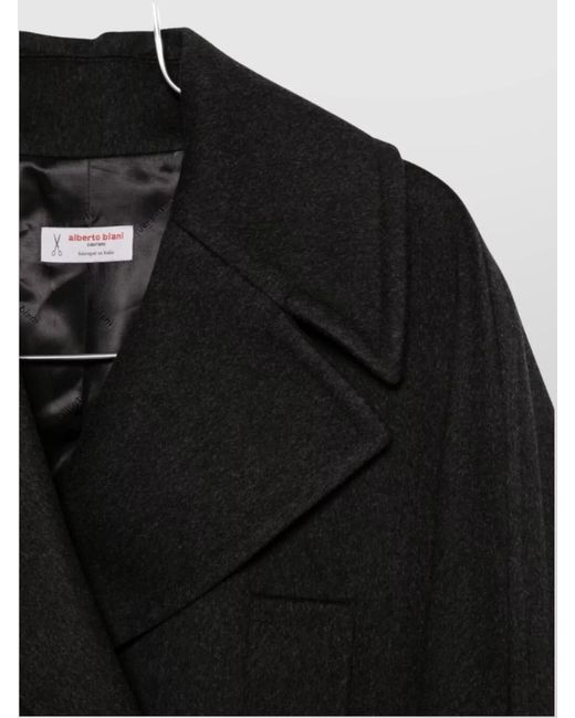 Alberto Biani Black Silk Double-Breasted Coat