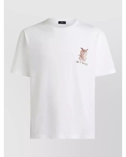 Etro White Short Sleeve Cotton Jersey T Shirt for men