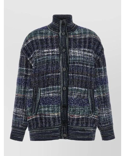 Missoni Blue Check Wool Cardigan