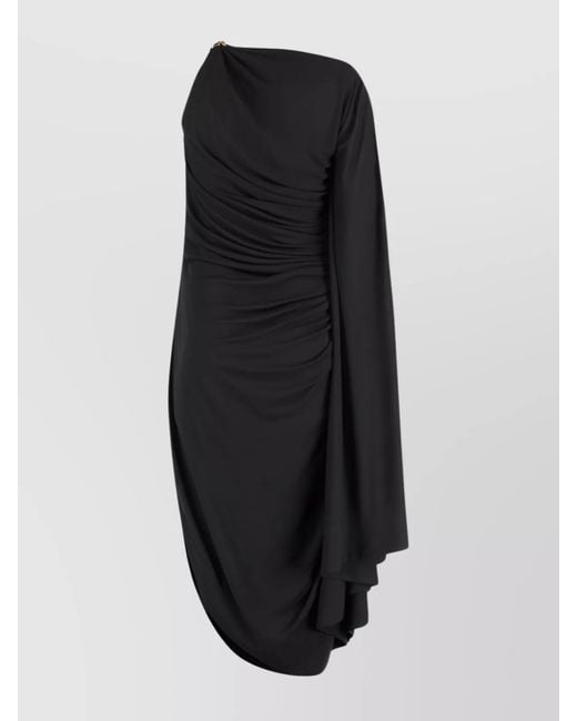 Bottega Veneta Black Draped One-Shoulder Mini Dress