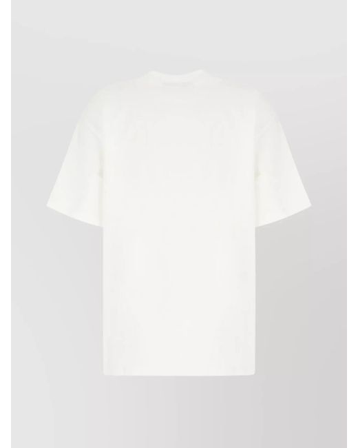 Ganni White Cotton Ribbed Crew-Neck Loose-Fit T-Shirt