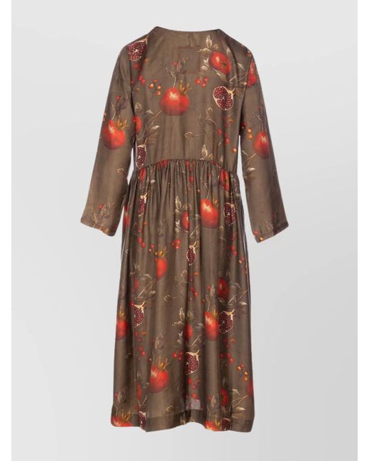 Uma Wang Brown Printed Midi Dress