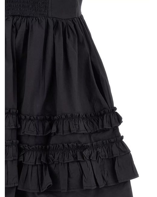 Ganni Black Organic Cotton Sleeveless Square Neck Mini Dress