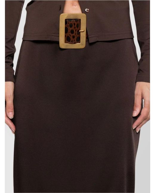 Tom Ford Brown Satin Midi Pencil Skirt