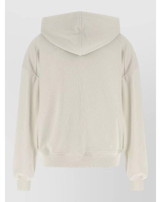 Brunello Cucinelli White Hooded Sweatshirt Raglan Sleeves Cotton Fleece