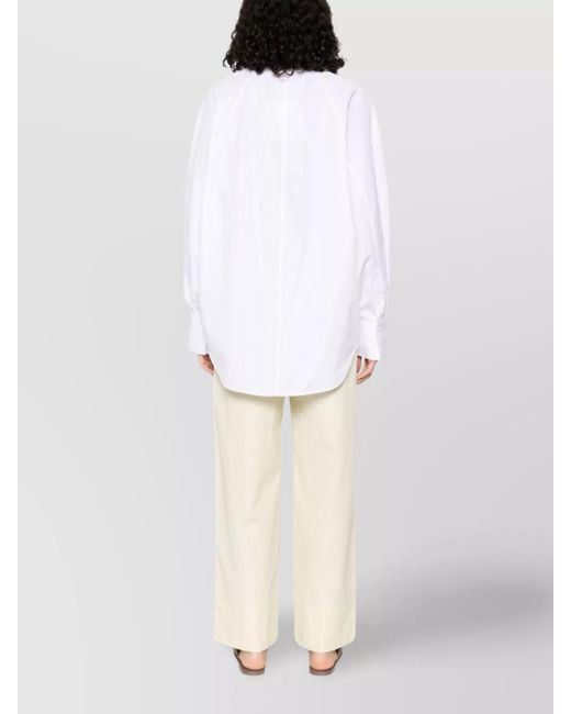Totême White Organic Cotton Long-Sleeve Shirt