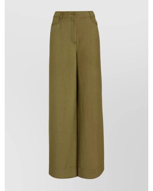 Alberta Ferretti Green High-Rise Wide-Leg Trousers