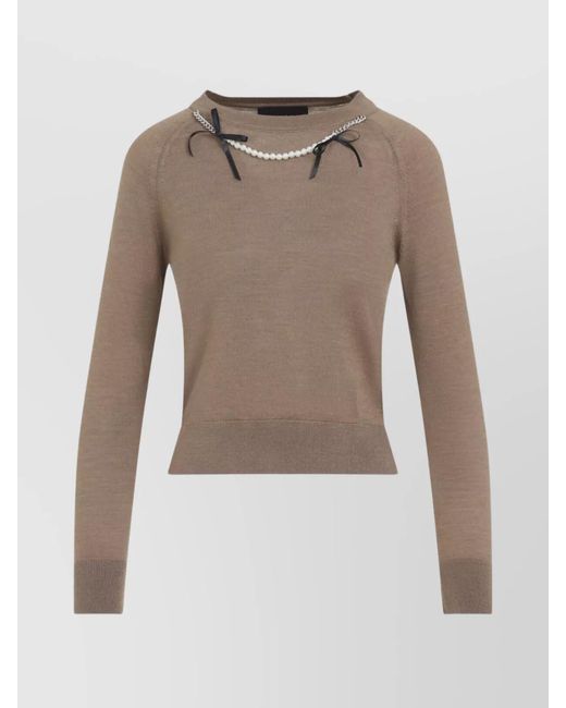 Simone Rocha Natural Silk Merino Wool Embellished Jumper