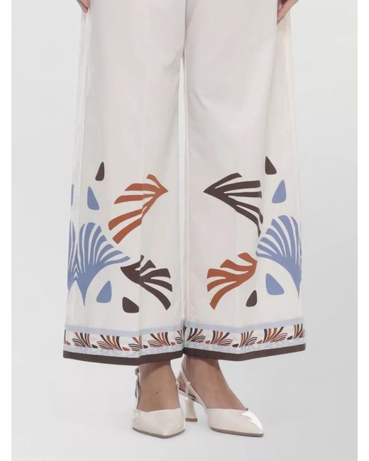 Herno White Printed Wide-Leg Trousers