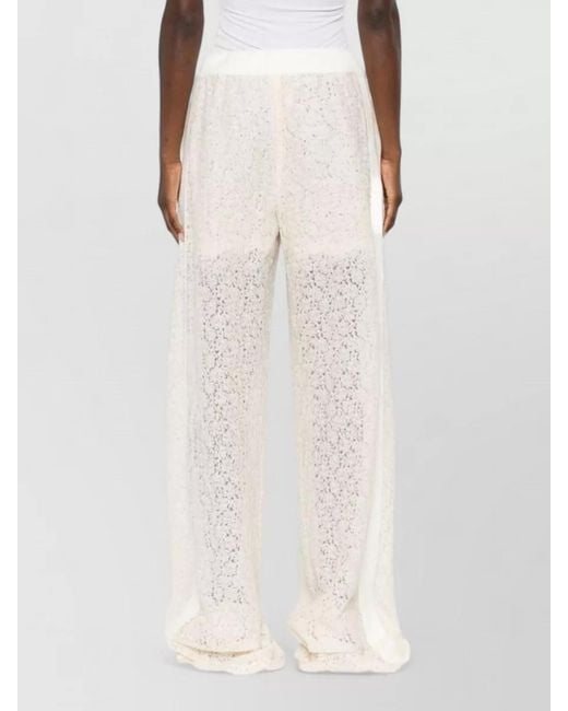 Ermanno Scervino White Embroidered Wide-Leg Trousers