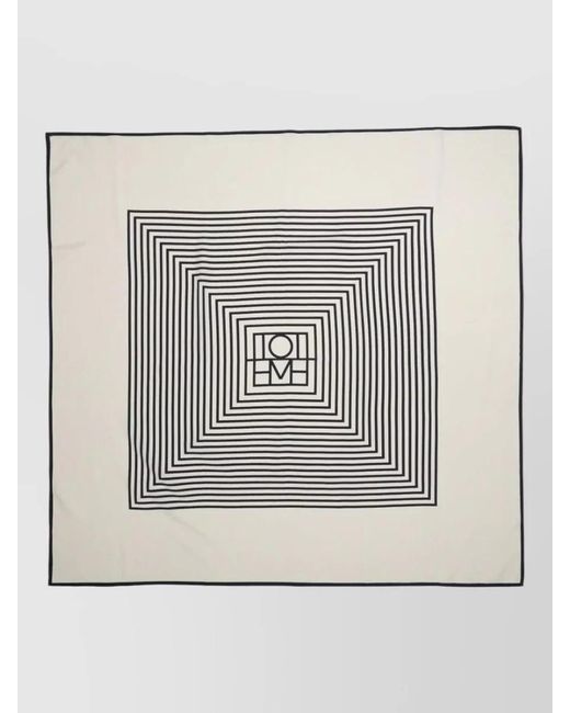 Totême  Gray Silk Monogram Scarf
