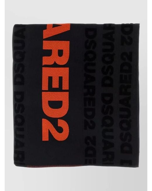 DSquared² Black Cotton Beach Towel Soft Texture Design for men