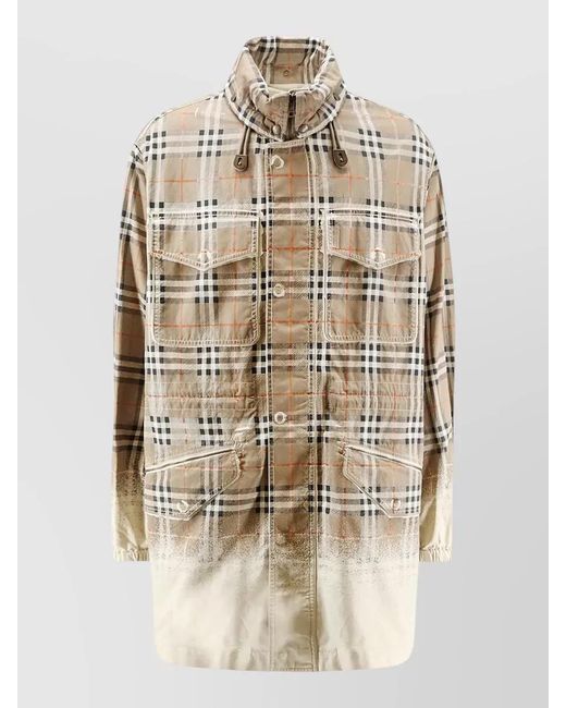 Burberry Natural Cotton Check Print Parka for men