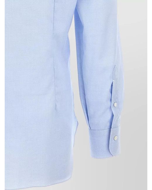 Barba Napoli Blue Journey Long Sleeve Shirt Spread Collar for men