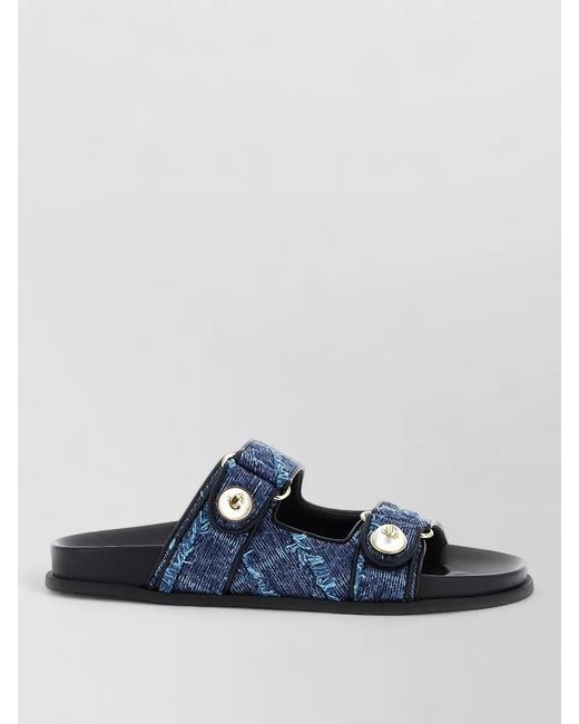 Jimmy Choo Blue Fayence Sandals Double Strap Metal Detail