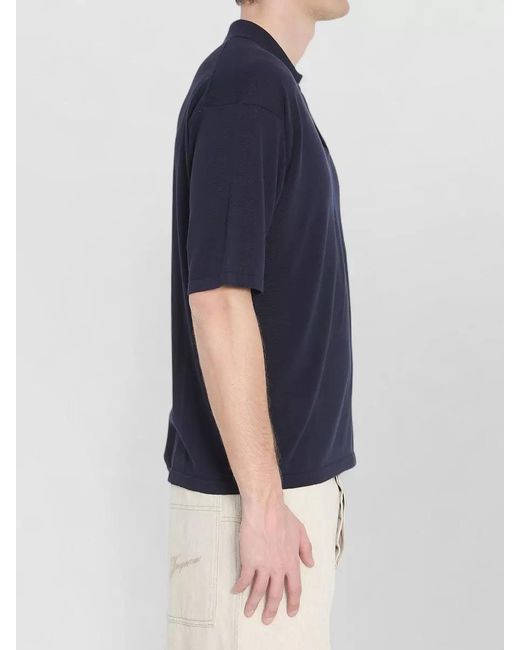 Roberto Collina Blue Cotton Polo Shirt Regular Fit Short Sleeves for men
