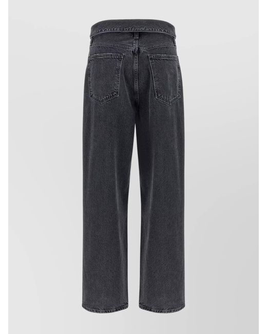 Agolde Blue Cotton High-Rise Tapered Jeans