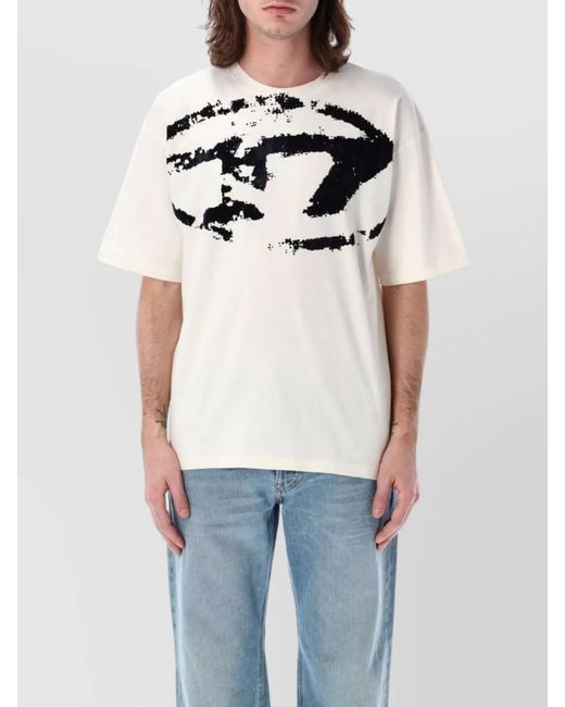 DIESEL Blue Cotton Relaxed-Fit Logo-Print T-Shirt for men