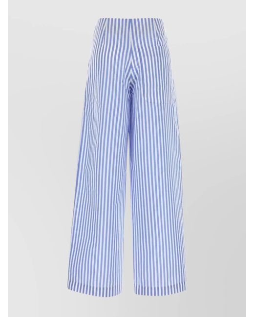 Philosophy Blue Striped Embroidered Wide-Leg Trousers