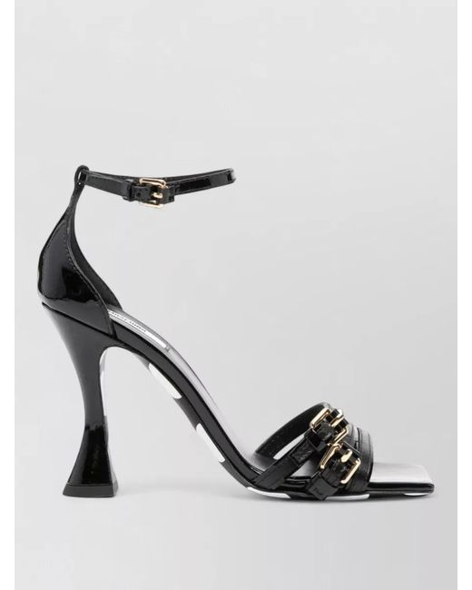 Moschino Black Heel Sandals Ankle Strap Open Toe