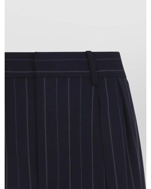 Ralph Lauren Blue Wool Pleated Wide-Leg Trousers
