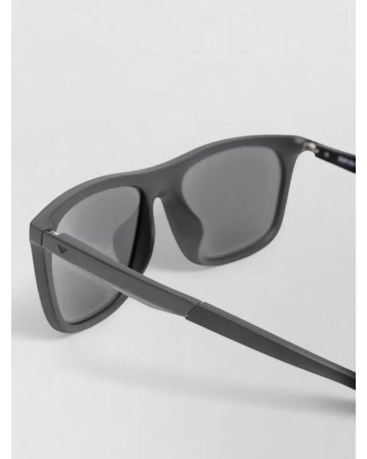 Emporio Armani Gray Rectangular Frame Sunglasses Dark Lenses Slim Arms