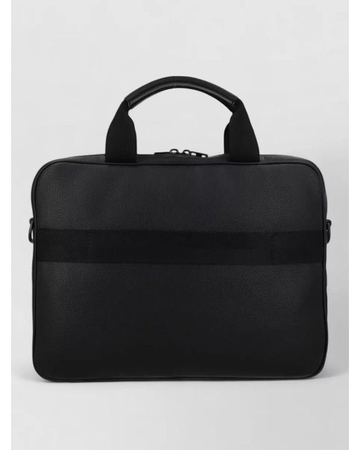 HUGO Black Briefcase Textured Finish Adjustable Strap Handles for men