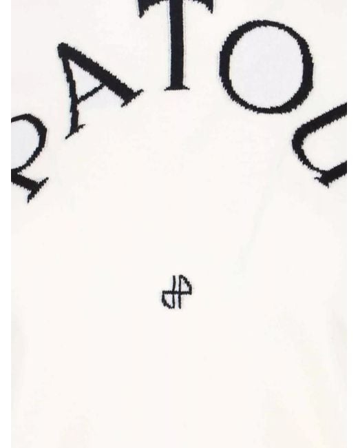 Patou White Ribbed Cuff And Hem Knit Crewneck