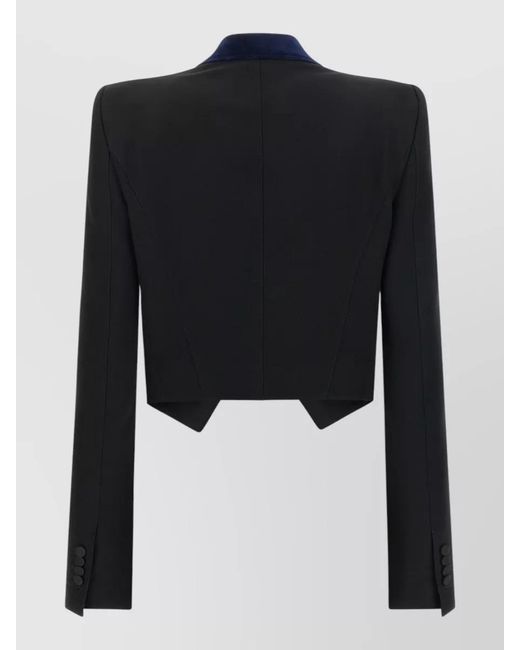 Tom Ford Blue Tailored Blazer Cropped Velvet Collar Buttons
