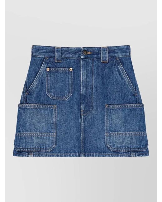 Givenchy Blue Denim Cargo Mini Skirt