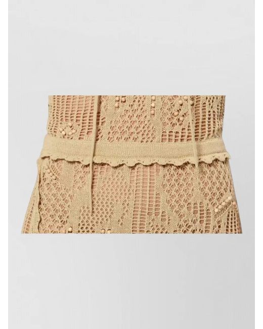 Isabel Marant Natural Ornella Crochet Ruffle Waist Long Dress