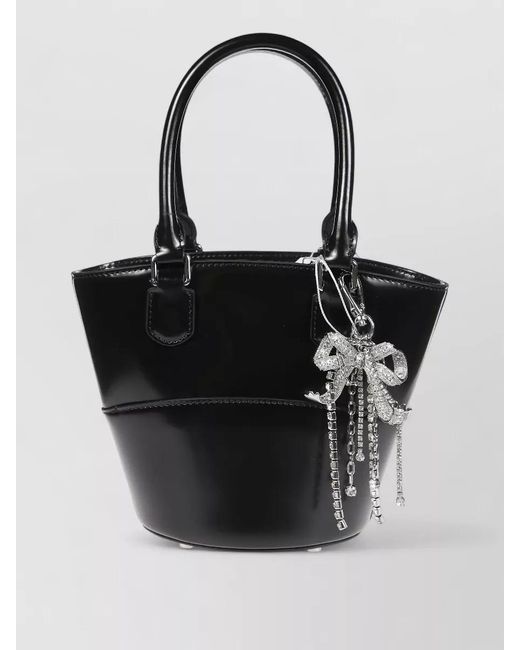 Self-Portrait Black Tote Bag Decorative Charm Detachable Strap