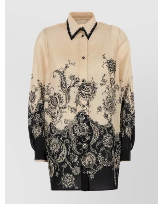 Zimmermann Natural Silk Printed Relaxed Shirt