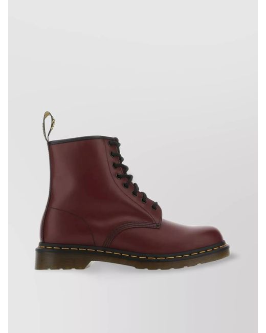 Dr. Martens Purple Leather Lace-Up Ankle Boots