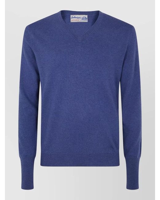 Ballantyne Blue V Neck Knit Pullover Long Sleeves for men