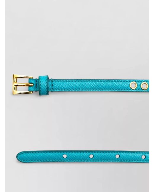 Prada Green Skinny Eyelet Belt Tone Hardware