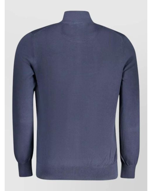 Timberland Blue Cotton Zip-Up High-Neck Cardigan for men