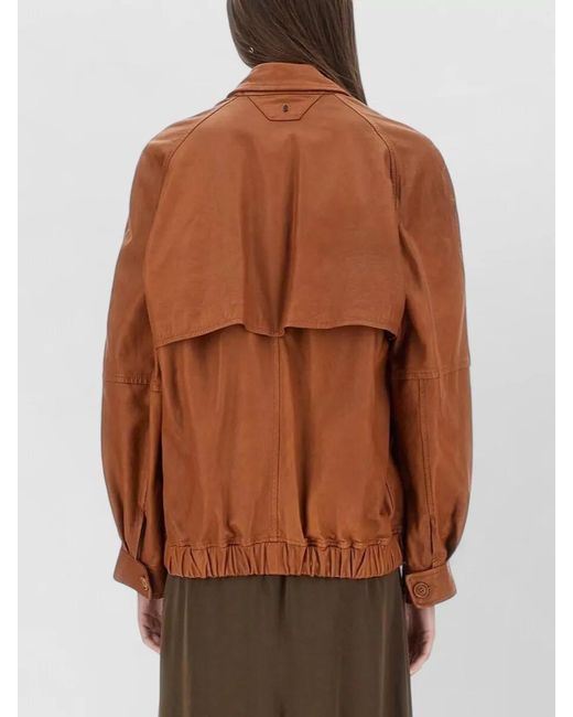 Salvatore Santoro Brown Leather Jacket Long Sleeves Elasticated Hem