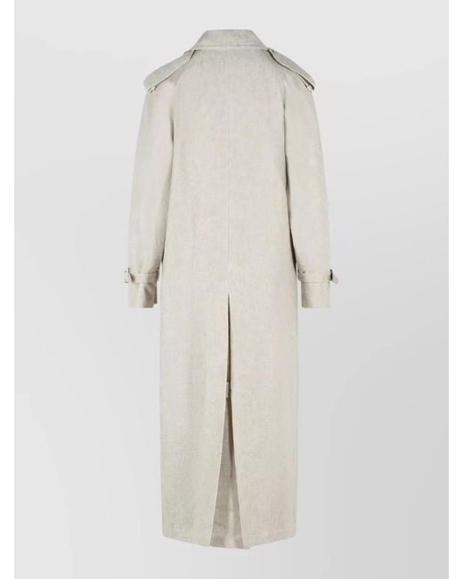 Max Mara Natural Double Breasted Linen Duster Coat
