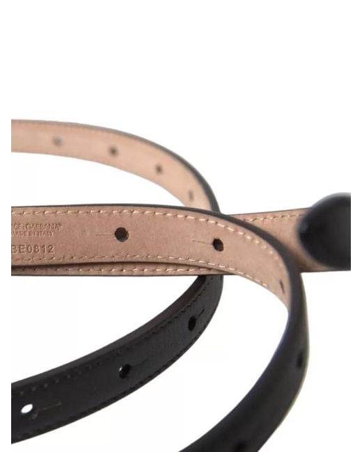 Dolce & Gabbana Black Leather Skinny Belt