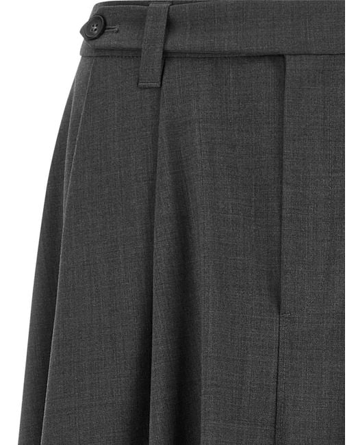 Brunello Cucinelli Gray High Waist Flared Wool Pleated Pants