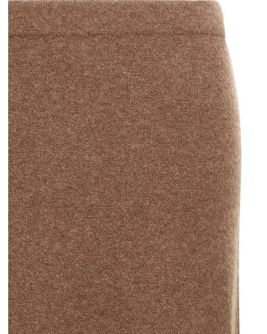 Max Mara Brown Cashmere-Blend Midi Straight Skirt
