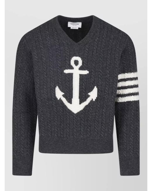 Thom Browne Blue Virgin Wool Crewneck Jumper for men