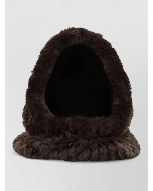 Pinko Black Cozy Faux Fur Oversized Soft Hats