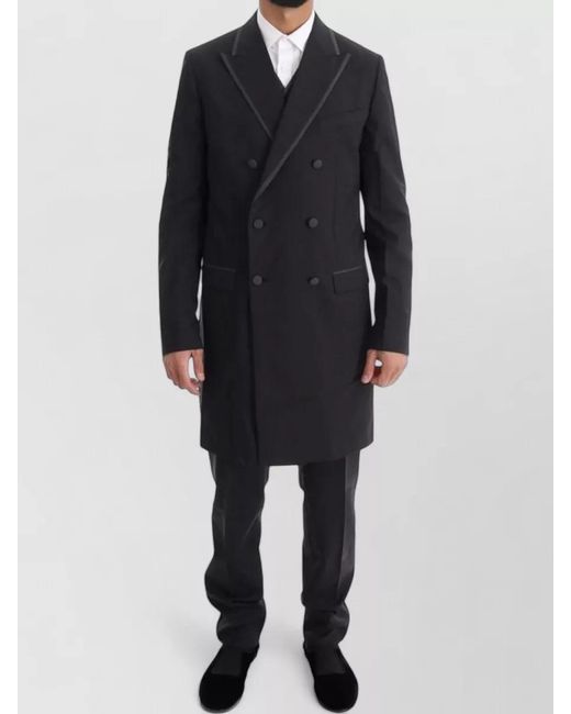 Dolce & Gabbana Black Wool Slim-Fit Double-Breasted Suit for men