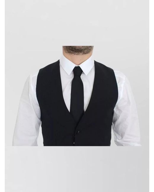 Dolce & Gabbana Blue Wool V-Neck Tailored Waistcoat for men
