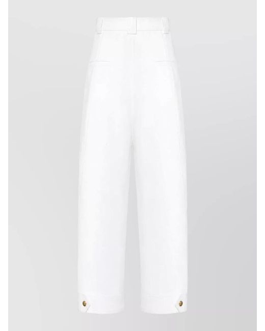 Max Mara White Long Denim Trousers High Waist Tailored Wide Leg