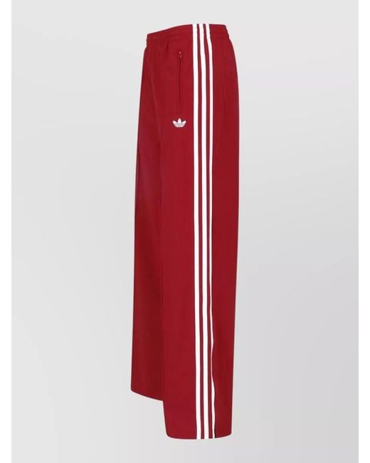 Adidas Red Elastic Waistband Shorts Three Stripe Design
