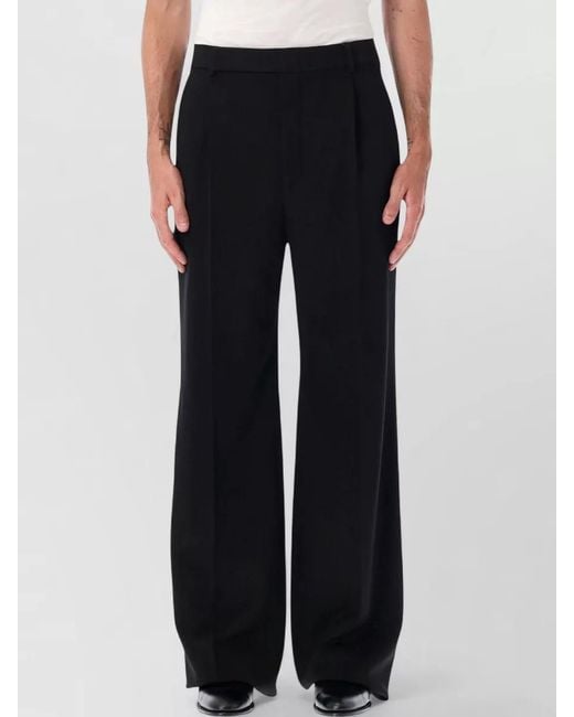 Saint Laurent Black Tailored Wide Leg Pants Belt Loops for men